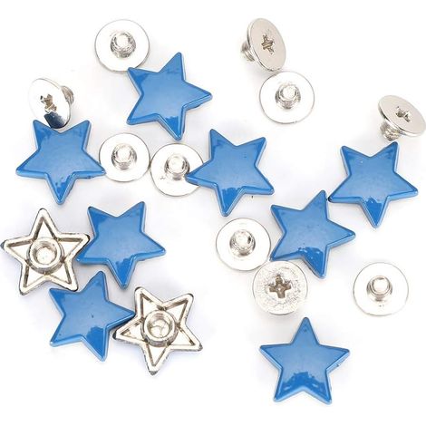 50 ensembles de vis à rivets en forme d'étoile, accessoires de décoration de vêtements en alliage de zinc 12MM plat (blue) (1/5)