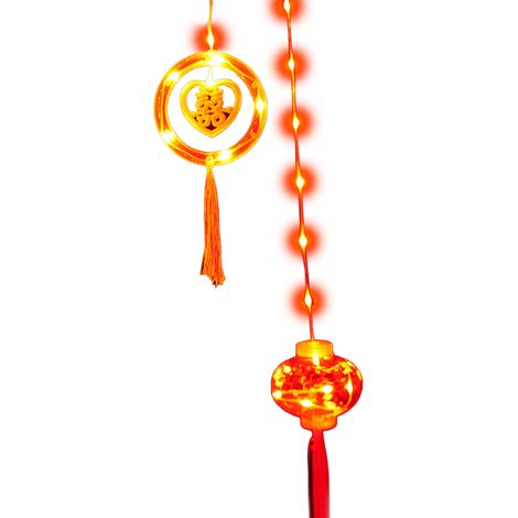 LED-Lichterkette (Ring + Laterne) für Neujahr, festliche Lichterkette mit roter Laterne, Glücksbringer-Lichterdekorationen für das Frühlingsfest (1/2)