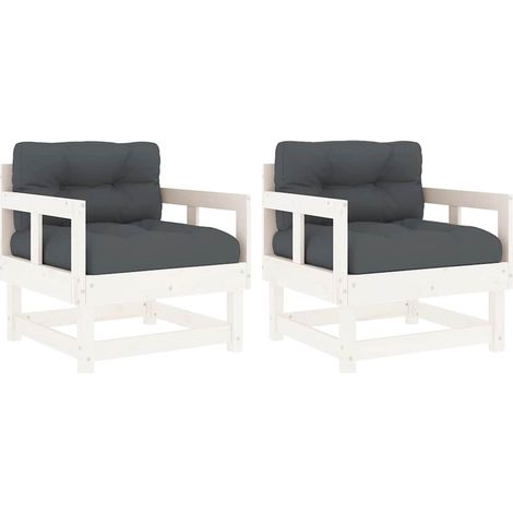 Maison Exclusive - Sillones de jardín con cojines 2 uds madera ma (1/5)