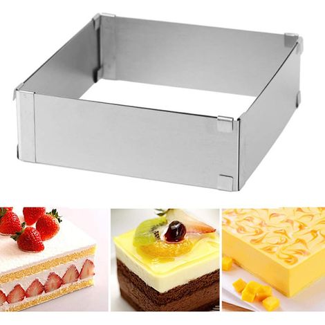 Carré Réglable et Rectractable Acier Inoxydable Moule de Cuisson, Varie 15cm à 27.5cm Moules Forme Spécifique (Carré) -