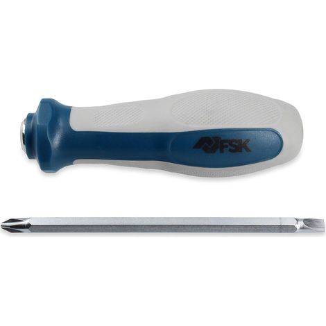 tournevis de Chrome vanadium avec Double pointe 2 en 1 et trou pour utilisation Forme de T, Gris/Bleu (1/5)