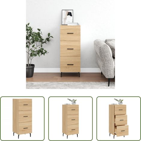 vidaXL Metallbeine - Sideboard Sonoma-Eiche 34,5x34x90 cm Holzwerkstoff (1/5)