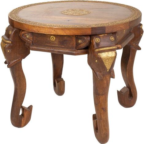 Mesa de centro de madera y metal marrón 52x52x40 (1/5)