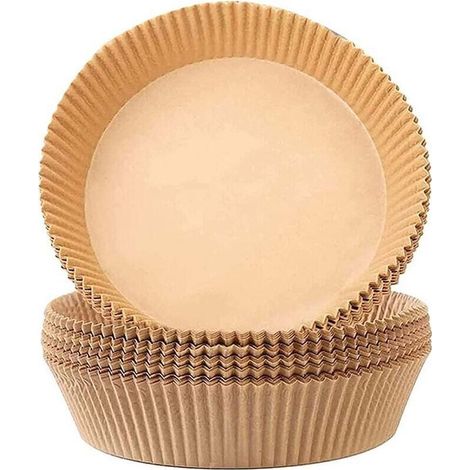 Doublure en papier jetable pour friteuse à air, doublures rondes en feuilles de parchemin pour friteuse à air pour la cuisson, filtre antiadhésif résistant à l'huile - couleur vraie 50 comprimé (1/5)