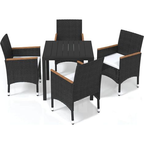 Maison Exclusive - Set da Pranzo per Giardino 5 pz con Cuscini Polyrattan Nero (1/5)
