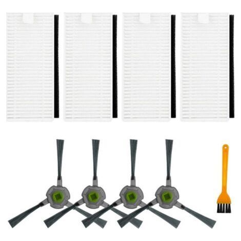 Kit de 8 pièces pour aspirateur robot Lefant U180, M210 Pro, M201 et L3 : 4 brosses latérales, 4 filtres HEPA et brosse de nettoyage. (1/4)