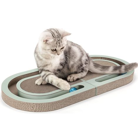 Griffoir pour Chat Carton, Grattoir Chat avec Boule de Cloche, Planche Grattoir Chat Réversible (1/5)