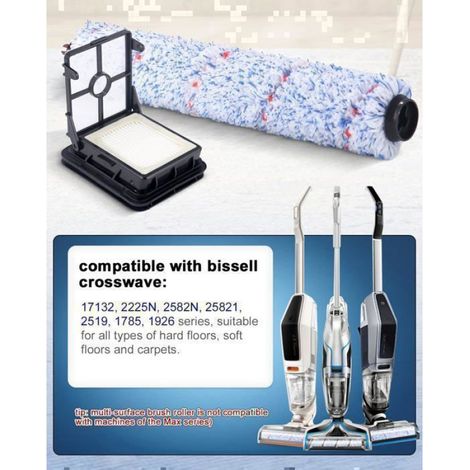 Accessoires Remplacement pour Bissell Crosswave Brosse Rouleau, Rouleau de Brosse de Nettoyage 17132 et 2225N Series (1/5)