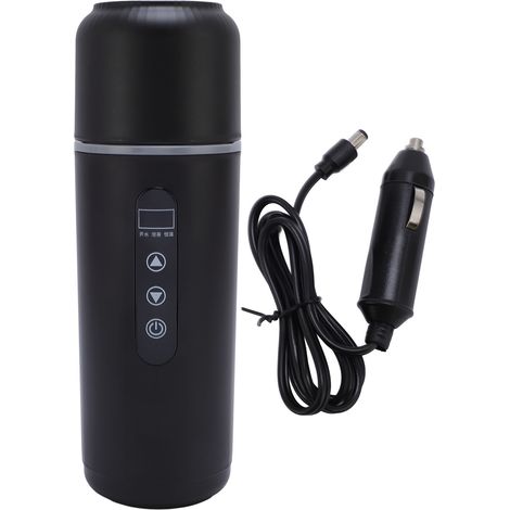 Tasse chauffante Portable pour voiture 500ml, bouilloire électrique de voyage 12V 24V, chaudière à eau chauffée pour camion, acier inoxydable 316 noir