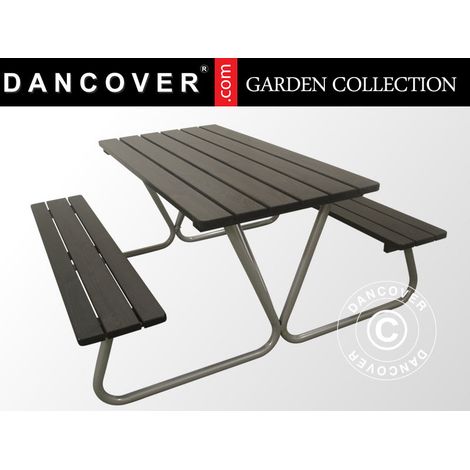 Picnic table, 1.75x1.60 m, Black - Dancover