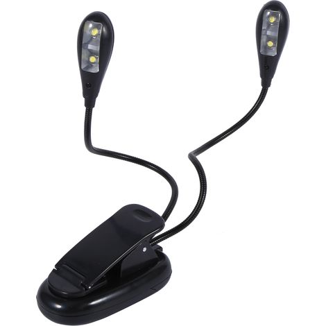 Lampe de lecture flexible à 2 bras doubles avec pince et 4 LED pour tablette. (1/5)