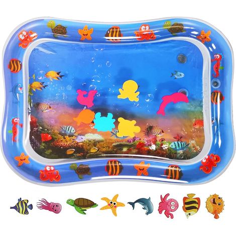 Tapis D Eau Gonflable - 66 X 51 Cm - Pour Bebe Dès 3 Mois - Avec 6 Jouets Flottants - Pour Stimulation Motrice Et Développement Précoce (1/5)