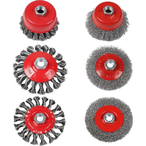 Ensemble de 6 brosses métalliques pour perceuse, meuleuse, dérouillage, décapage de peinture, dérouillage et polissage (1/5)