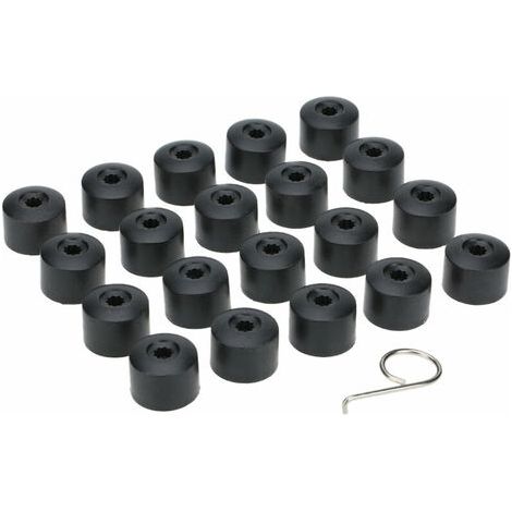 Lot de 20 cache-écrous de roue 17 mm + outil de retrait de remplacement pour cache-écrou de roue VW Jetta Beetle Passat GTI CC boulon de roue 1K0 601 173 (noir) (1/5)