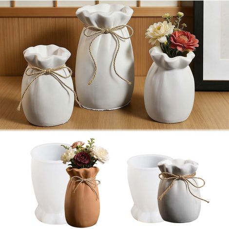 Lot de 2 moules en silicone pour vases - Moules en silicone - Moules en résine époxy - Moules en plâtre en silicone pour le moulage - Vase à fleurs DIY - Moule en silicone pour travaux manuels (1/5)