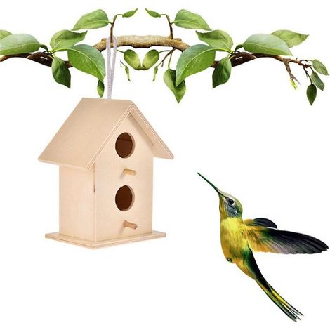 Maison oiseau bois – nichoir suspendu – décoration jardin extérieur (1/5)