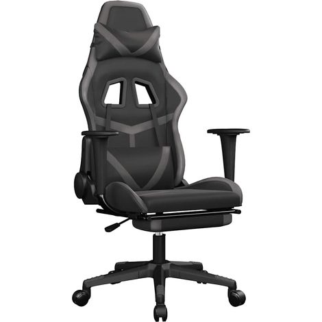 Chaise de jeu,Chaise de bureau de massage avec repose-pied Noir&Gris Similicuir CFW55512 (1/5)