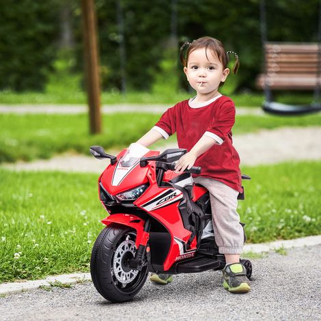 Moto Électrique Honda Licence Phares Klaxon Musique Jantes Auxiliaires Article Enfant 3 à 5 ans Rouge 90x44x52cm