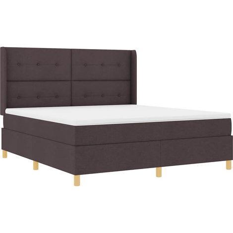 Box Spring Bed with Mattress Dark Brown 180 x 200 cm Fabric vidaXL (1/5)