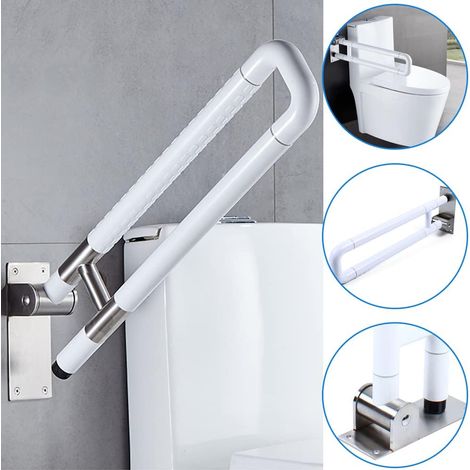 Asidero de soporte mural para inodoros, barra de soporte plegable para inodoros Asidero plegable de acero inoxidable para personas mayores y discapacitadas