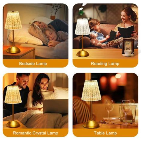 Lampe de table cristal tactile - 1 pièce, LED rechargeable 3 couleurs rétro éclairage ambiance Cuneary (1/5)