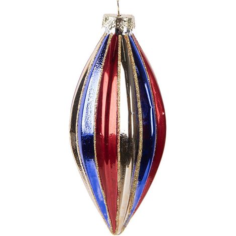 Boule de Noël en Verre Multicolore Ø 6 x 13 cm - Décoration Suspendue pour Sapin de Noël - PANGIVO (1/2)