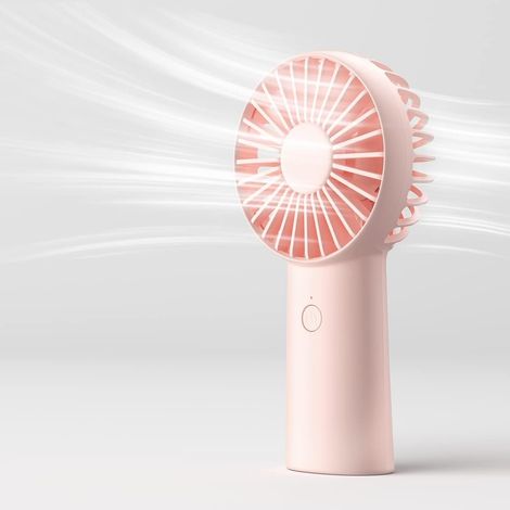 Ventilateur de poche portable 4000 mAh, rechargeable par USB, 3 vitesses, idéal pour les voyages et les activités de plein air - Rose