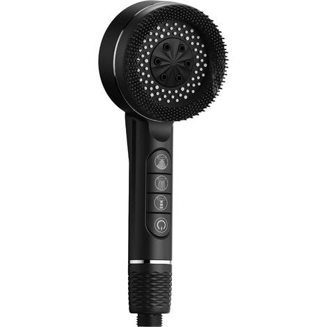Pommeau de douche haute pression, pommeau de douche à économie d'eau avec flexible de 1,5 m, noir (1/5)