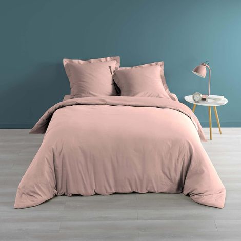 douceur d'intérieur, Housse de Couette (260 x 240 cm) Percaline Rose, Percale de Coton (1/4)