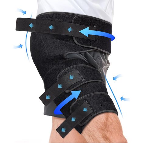 Protection de hanche réglable, bande de compression pour l'aine et le biceps fémoral pour hommes et femmes, manchon de compression pour jambe avec 6 sangles de pression (taille unique) (1/5)