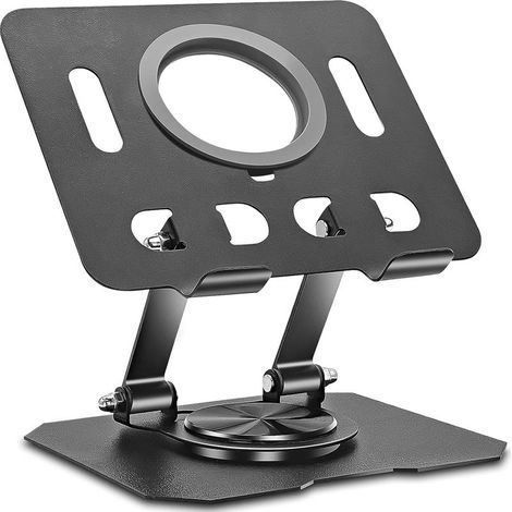 Support Tablette, Support de Tablette de Bureau Réglable, Rotative à 360 Degrés, Support de Moniteur Portable Pliable, Chargement magnétique sans fil, Compatible avec Les Appareils iPad Pro/A (1/5)