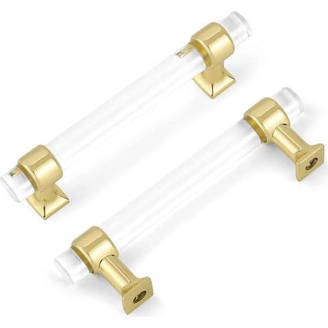 Ensemble de 6 boutons en acrylique transparent pour portes de cuisine - poignées pour meubles de cuisine, poignées de placard, centre d