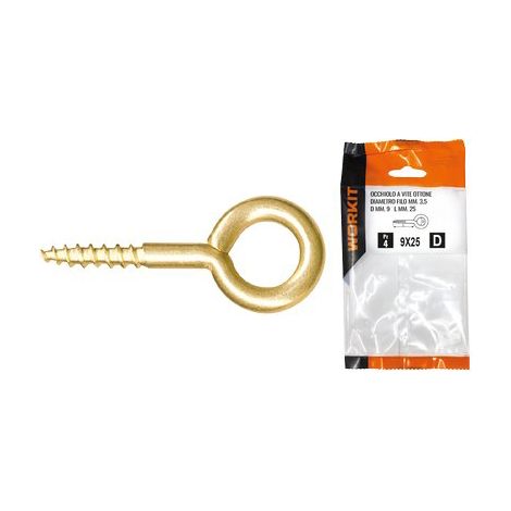 OCCHIOLO A VITE OTTONE SELF WORKIT - MOD 14X25 MM 4X10X2,0 CF=PZ 4- 5 confezioni