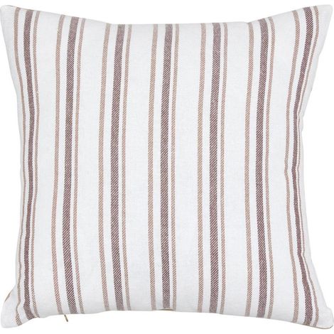 Coussin Déco à Rayures "Groove" 40x40cm Beige (1/3)