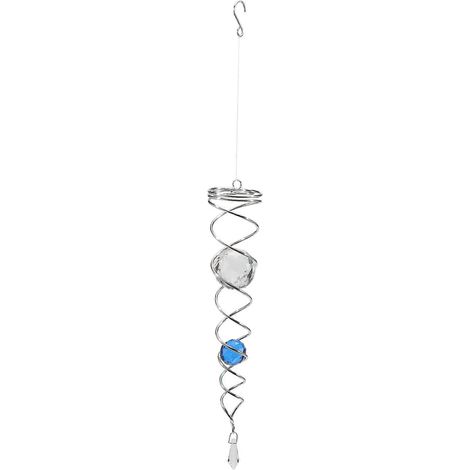 Carillon éolien en fil de métal cristal, boule de cristal, girouette à vent, clochette à spirale pour la décoration de jardin extérieur (1/5)
