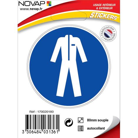 Panneau Vetements de protection obligatoires - Vinyle adhésif Ø80mm - 4031361