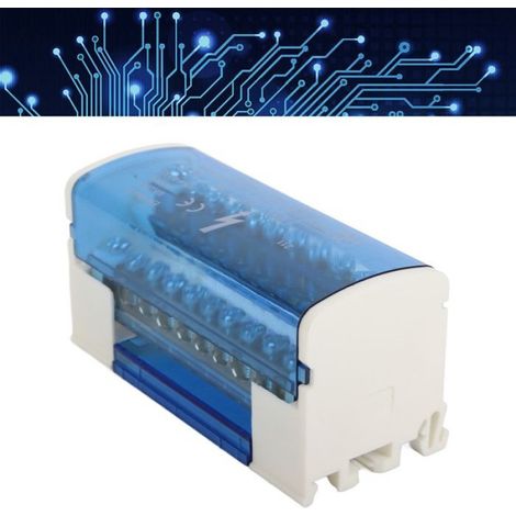 Boîte De Jonction - Boîte De Distribution De Terminaux Rail Din Monophasé 2 Étages - Coque Transparente En Nylon PA - 2 Entrées 20 Sorties - 125 A 500 V (1/5)