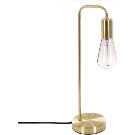 Lampe à Poser, Dorée, H 45 cm, Design Industriel en Métal - Pour Bureau, Chambre, Salon [Classe énergétique A] (1/3)