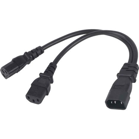 Câble d'alimentation répartiteur en Y IEC320 C14 vers 2 x C13 femelle, 1 entrée, 2 sorties, 2500 W, 10 A, 250 V pour moniteurs LCD (1/5)