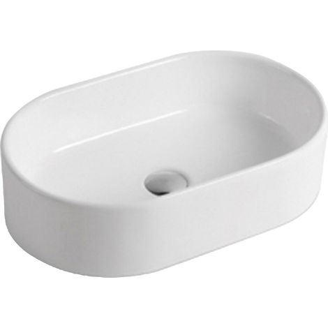 Vasque à poser en céramique ovale  - Blanc - 56 x 35,5 cm - IWA II