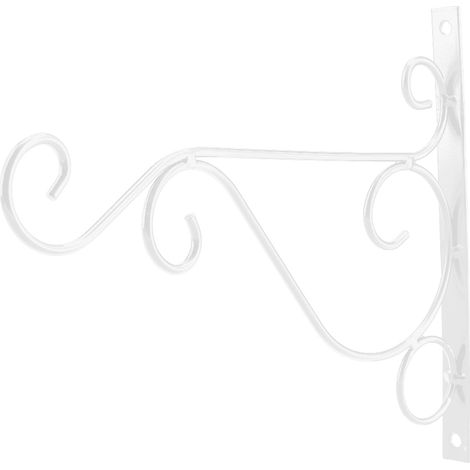 Support mural en fer forgé pour plantes, crochet de suspension floral, décoration jardin et intérieur, 25x21 cm, blanc (1/5)