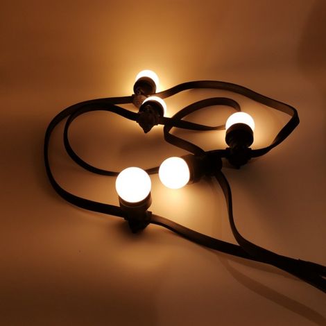 Guirlande Guinguette 10M 20 ampoules 1W led E27 blanc chaud IP65 professionnelle (1/5)