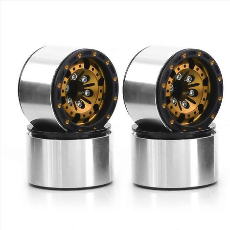 Offset-Aluminiumfelgen 1.0 Beadlock, Gold und Schwarz, Paar Ersatzräder für RC-Cars (1/5)