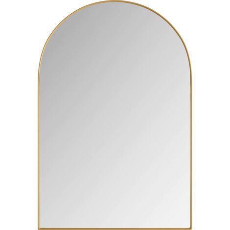 Armario de espejo arqueado dorado de metal con estantes ajustables, 91 x 61 x 12 cm (1/5)