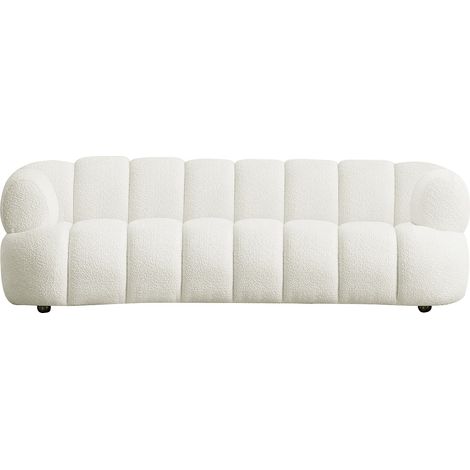 Canapé 3 places en tissu bouclette blanc cassé COLIANI