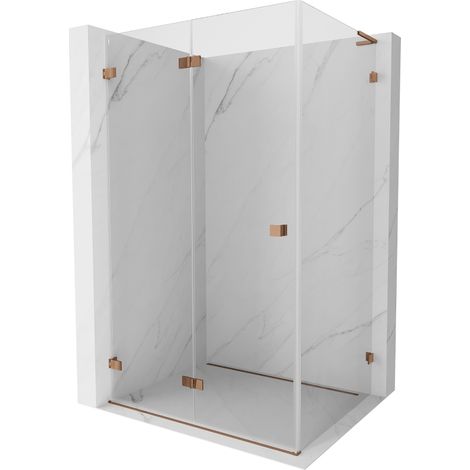 Mexen Lunar-F L cabine de douche pliante gauche 90 x 80 cm, transparent, or rose - 836L-090-080-60-00-L (1/5)