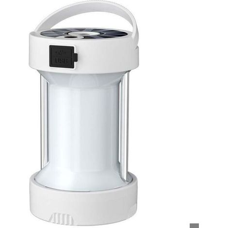 Lampe solaire camping - Rechargeable USB Solaire Mode SOS et torche - Randonnée et urgence - 1800mAh Blanc (1/5)