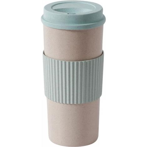Tasse À Café Réutilisable - Fibre De Blé - Isolation Double Paroi - Couvercle À Vis - Prise En Main Texturée - Léger - 1 Pièce (1/5)