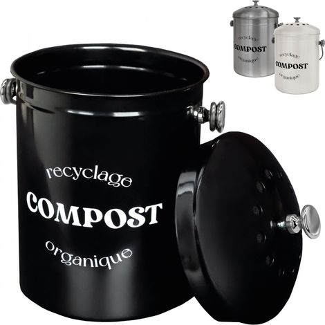 Linxor – Composteur de cuisine 5L en inox – Design poubelle américaine – Double filtre anti-odeurs – 22 cm de diamètre, 30 cm de hauteur
