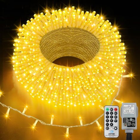 Guirlande lumineuse de Noël d'extérieur à 400 LED, 20 m, avec minuterie, télécommande, étanche, pour sapin de Noël, jardin, balcon (blanc chaud) (1/5)